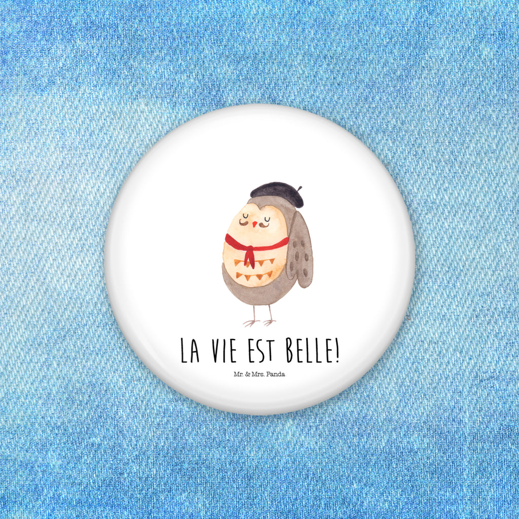 50mm Button Eule Französisch 50mm Button, Button, Pin, Anstecknadel, Eule, Eulen, Eule Deko, Owl, hibou, La vie est belle, das Leben ist schön, Spruch schön, Spruch Französisch, Frankreich