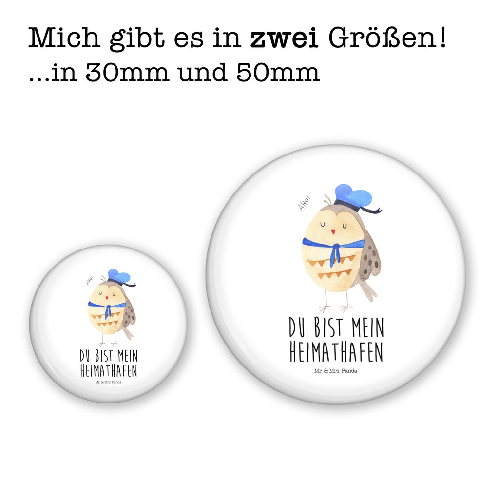50mm Button Eule Matrosen 50mm Button, Button, Pin, Anstecknadel, Eule, Eule Spruch, Eule Deko, Owl, Wortspiel lustig, Matrose, Freundin, Ehe, Seefahrer, Heimathafen, Hochzeitstag Geschenk