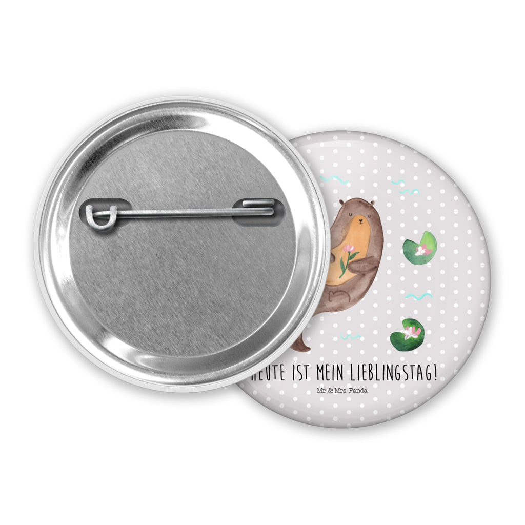 50mm Button Otter mit Seerose 50mm Button, Button, Pin, Anstecknadel, Otter, Fischotter, Seeotter, Otter Seeotter See Otter