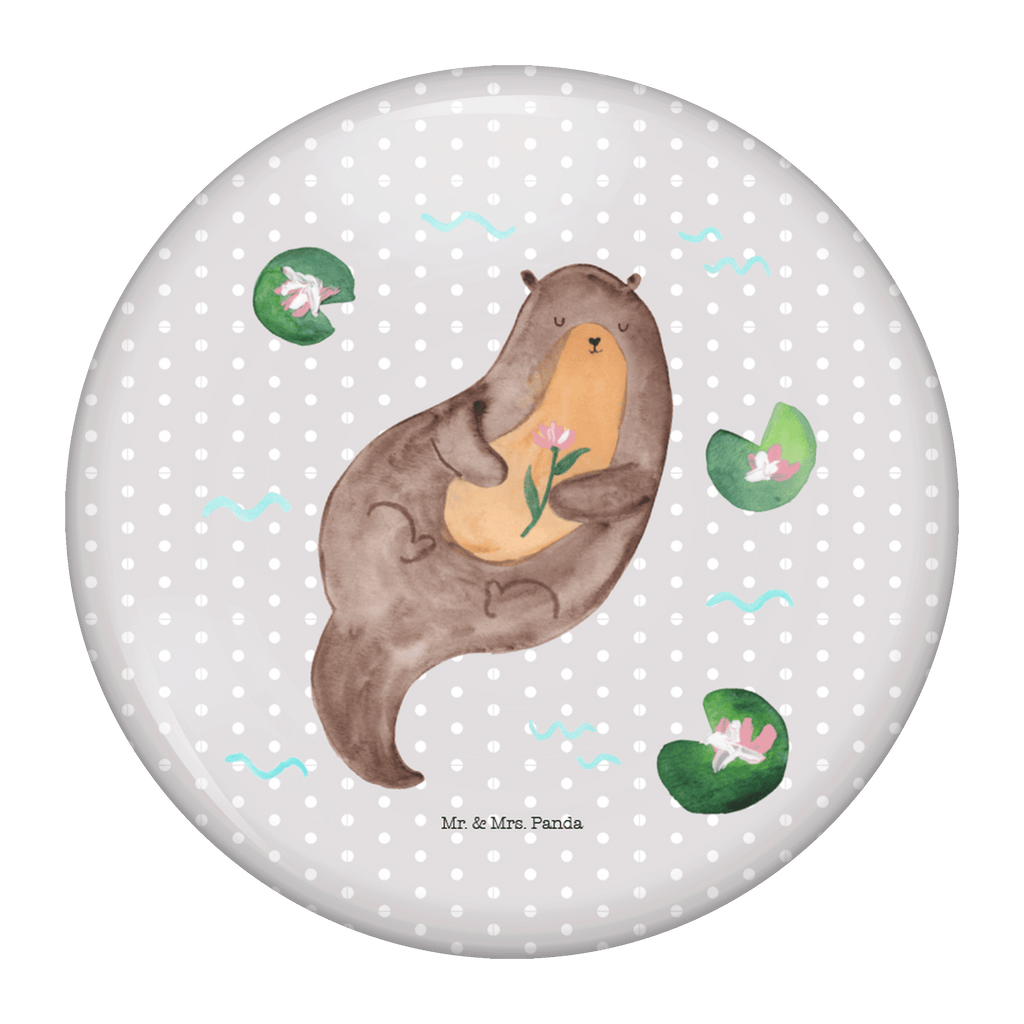 50mm Button Otter mit Seerose 50mm Button, Button, Pin, Anstecknadel, Otter, Fischotter, Seeotter, Otter Seeotter See Otter