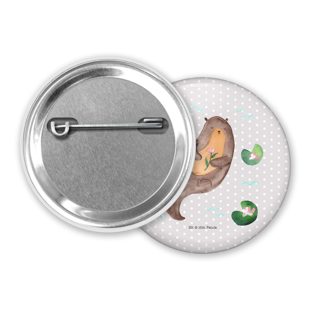 50mm Button Otter mit Seerose 50mm Button, Button, Pin, Anstecknadel, Otter, Fischotter, Seeotter, Otter Seeotter See Otter
