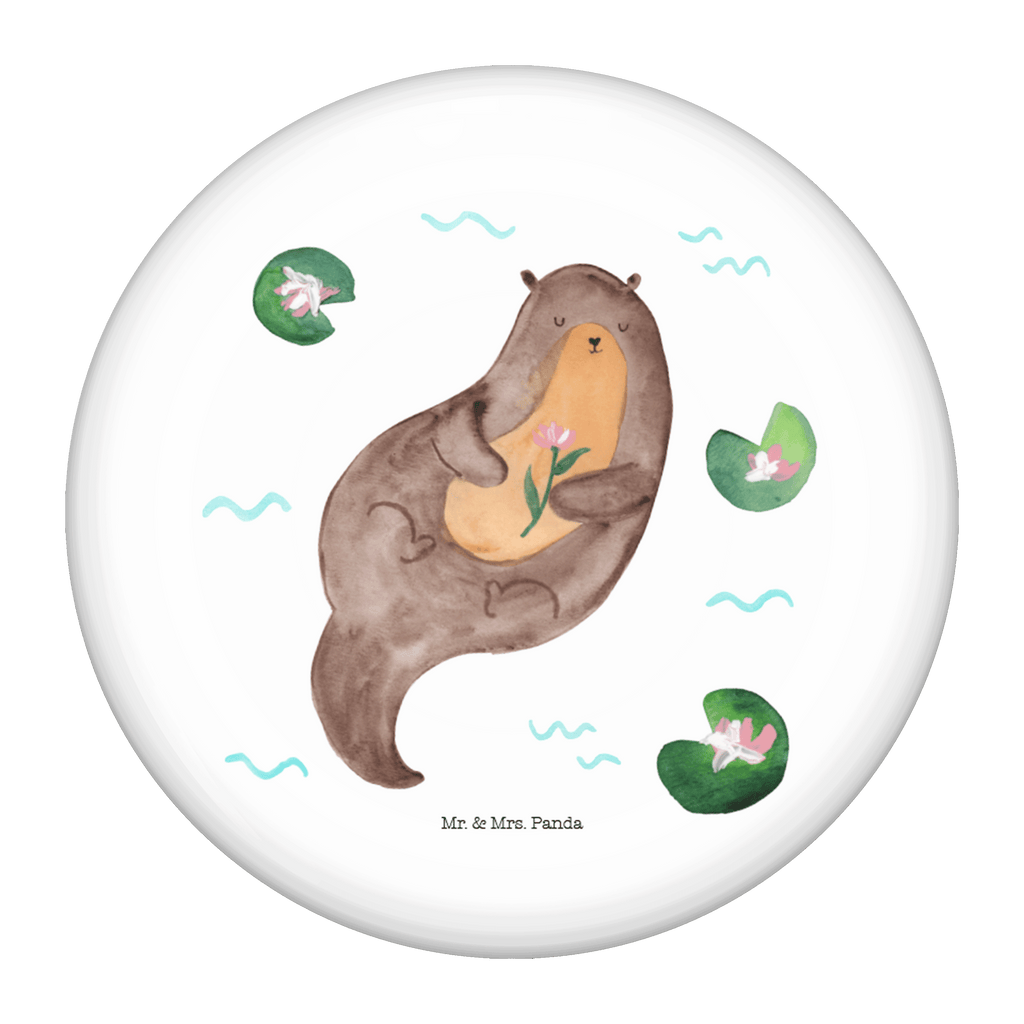 50mm Button Otter mit Seerose 50mm Button, Button, Pin, Anstecknadel, Otter, Fischotter, Seeotter, Otter Seeotter See Otter
