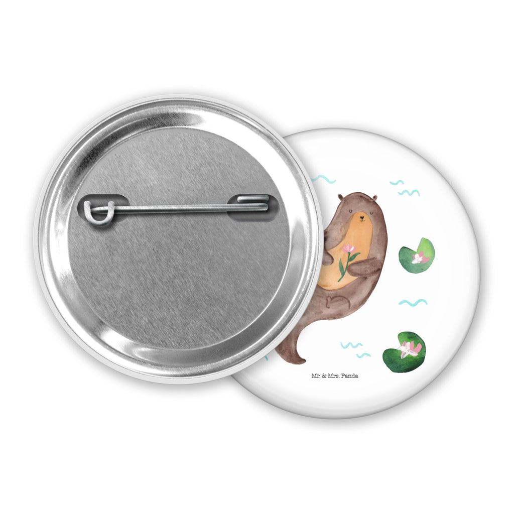 50mm Button Otter mit Seerose 50mm Button, Button, Pin, Anstecknadel, Otter, Fischotter, Seeotter, Otter Seeotter See Otter