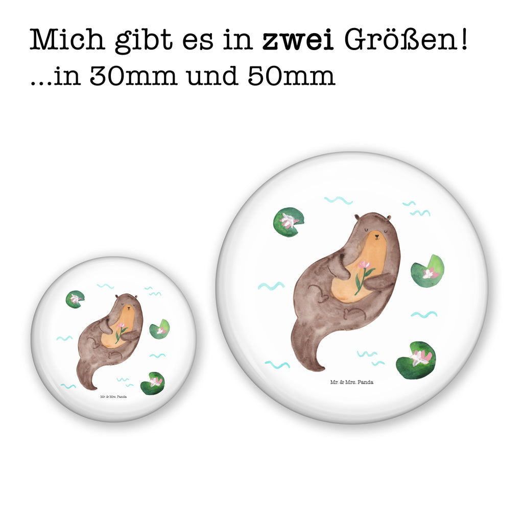 50mm Button Otter mit Seerose 50mm Button, Button, Pin, Anstecknadel, Otter, Fischotter, Seeotter, Otter Seeotter See Otter