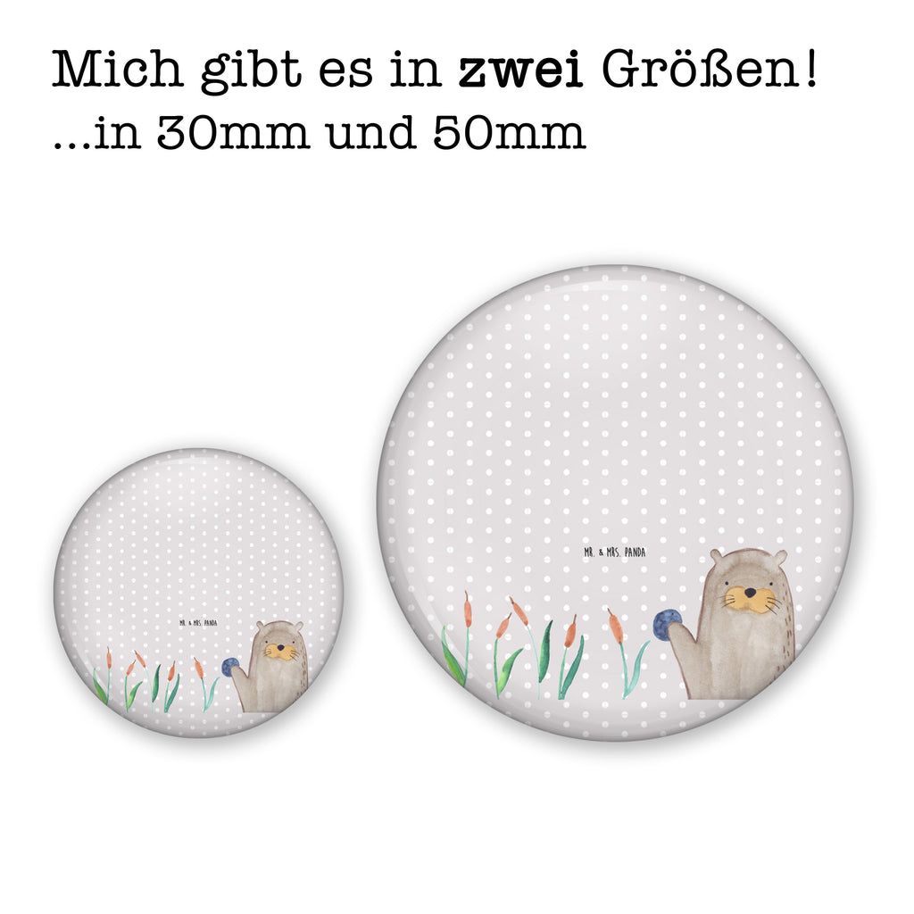50mm Button Otter mit Stein 50mm Button, Button, Pin, Anstecknadel, Otter, Fischotter, Seeotter, Otter Seeotter See Otter