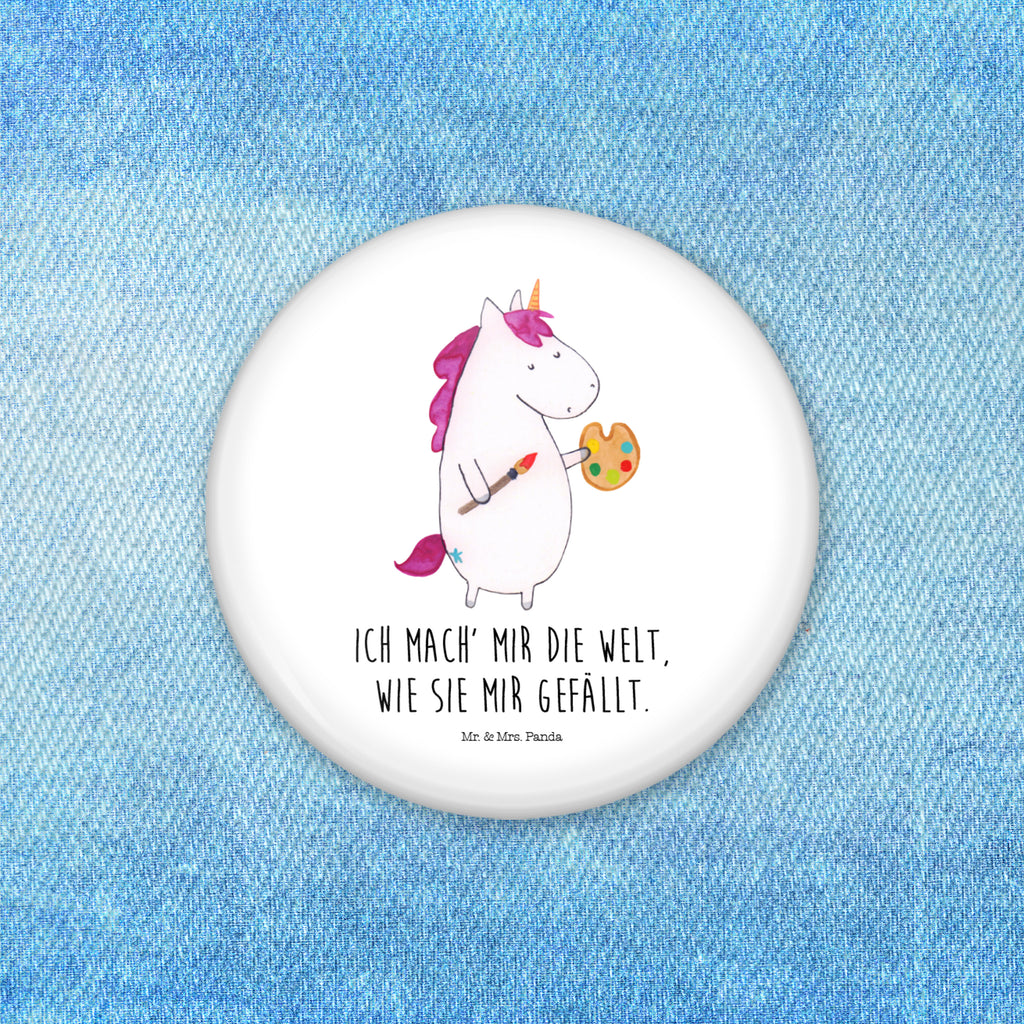 50mm Button Einhorn Künstler 50mm Button, Button, Pin, Anstecknadel, Einhorn, Einhörner, Einhorn Deko, Pegasus, Unicorn, Englisch, Künstler, Artist, Malen, Zeichnen, Welt, Farbe, Stift, Pinsel, Geschenk, Maler