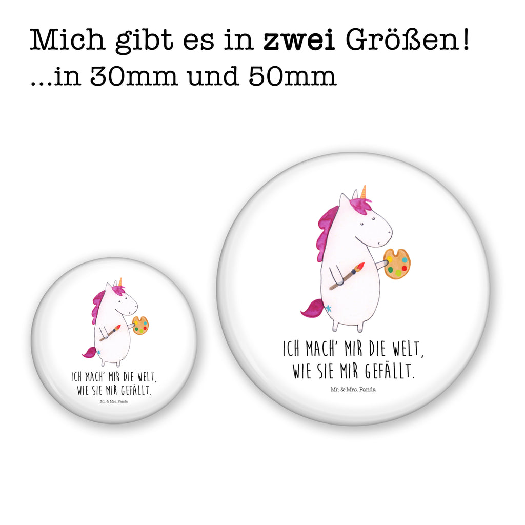 50mm Button Einhorn Künstler 50mm Button, Button, Pin, Anstecknadel, Einhorn, Einhörner, Einhorn Deko, Pegasus, Unicorn, Englisch, Künstler, Artist, Malen, Zeichnen, Welt, Farbe, Stift, Pinsel, Geschenk, Maler