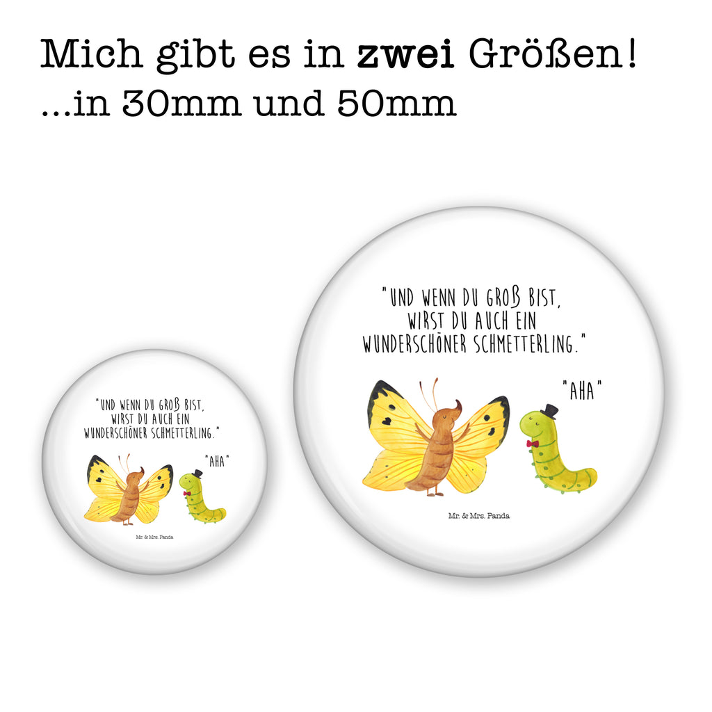 50mm Button Raupe & Schmetterling 50mm Button, Button, Pin, Anstecknadel, Tiermotive, Gute Laune, lustige Sprüche, Tiere, Raupe, Schmetterling, Zitronenfalter, Entwicklung, Erwachsen werden, Kokon, Hut, Hütchen, Schönheit, Aufwachsen