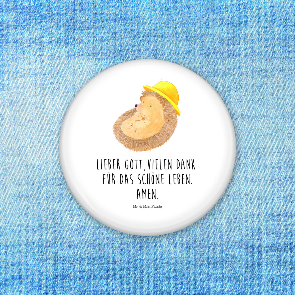 50mm Button Igel betet 50mm Button, Button, Pin, Anstecknadel, Tiermotive, Gute Laune, lustige Sprüche, Tiere, Igel, Igel mit Hut, Sonnenhut, Gott, Amen, beten, Leben, Dankbarkeit, Dankbar sein, dankbar, genießen