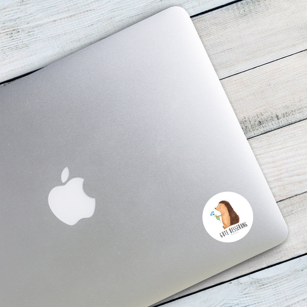 40mm Rund Aufkleber Igel mit Blume Sticker, Aufkleber, Etikett, Tiermotive, Gute Laune, lustige Sprüche, Tiere, Igel, Gute Besserung, Genesungswünsche, Krankheit, Krankenhaus, krank, Besuch