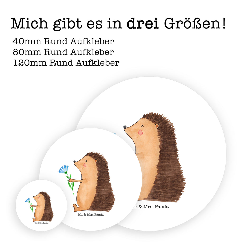 40mm Rund Aufkleber Igel mit Blume Sticker, Aufkleber, Etikett, Tiermotive, Gute Laune, lustige Sprüche, Tiere, Igel, Gute Besserung, Genesungswünsche, Krankheit, Krankenhaus, krank, Besuch