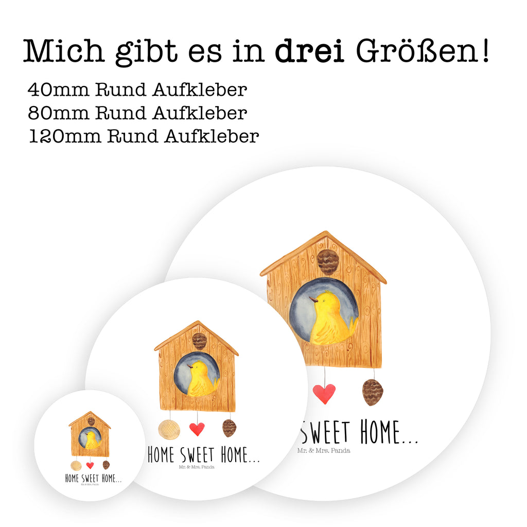 40mm Rund Aufkleber Vogelhaus sweet Home Sticker, Aufkleber, Etikett, Tiermotive, Gute Laune, lustige Sprüche, Tiere, Vogelhaus, Vogel, Home sweet Home, Einzug, Umzug, Geschenk, Einzugsgeschenk, Hausbau, Haus
