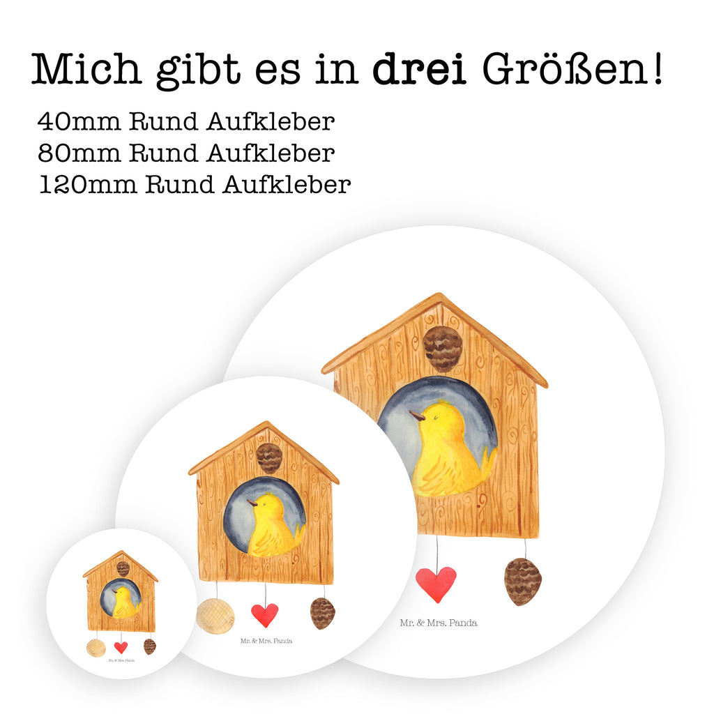 40mm Rund Aufkleber Vogelhaus sweet Home Sticker, Aufkleber, Etikett, Tiermotive, Gute Laune, lustige Sprüche, Tiere, Vogelhaus, Vogel, Home sweet Home, Einzug, Umzug, Geschenk, Einzugsgeschenk, Hausbau, Haus