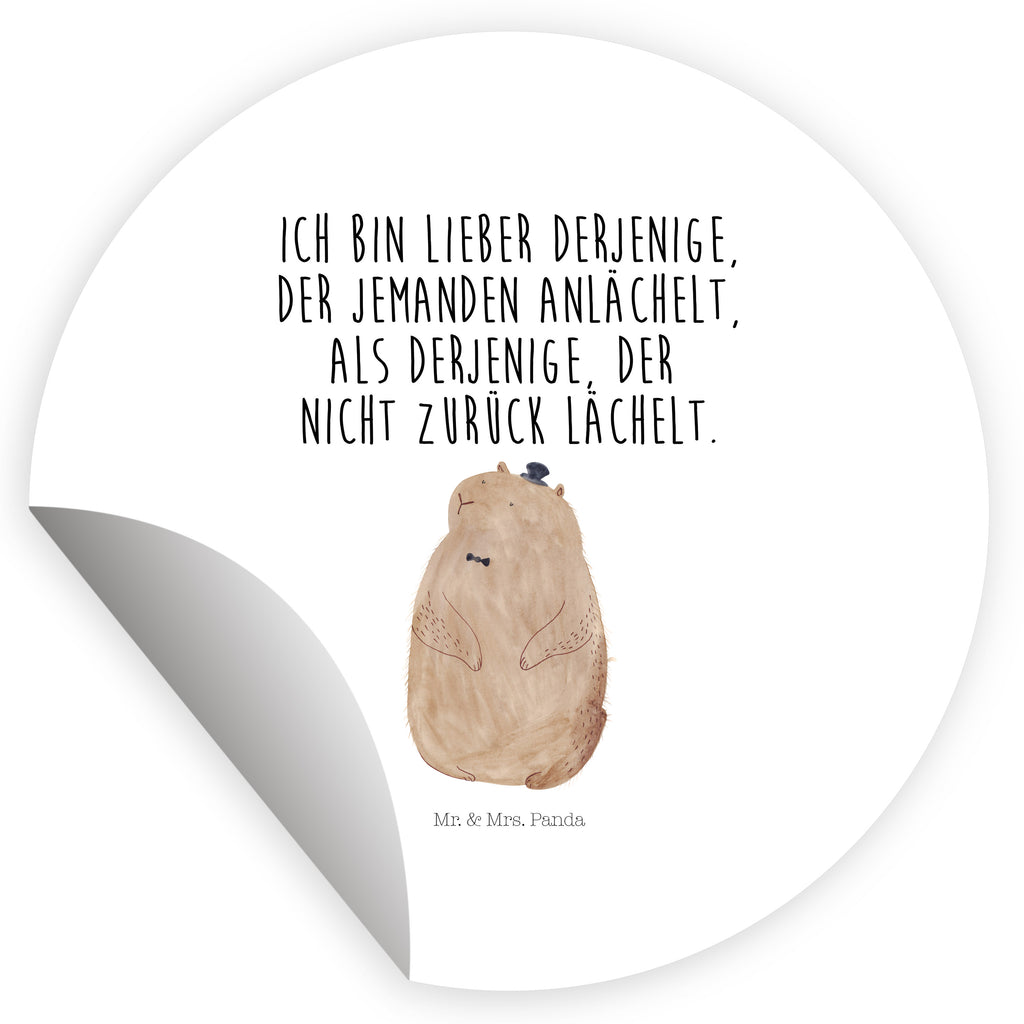 40mm Rund Aufkleber Murmeltier Sticker, Aufkleber, Etikett, Tiermotive, Gute Laune, lustige Sprüche, Tiere, Murmeltier, Knigge, Fröhlichkeit, Freundlichkeit, Respekt, Anstand