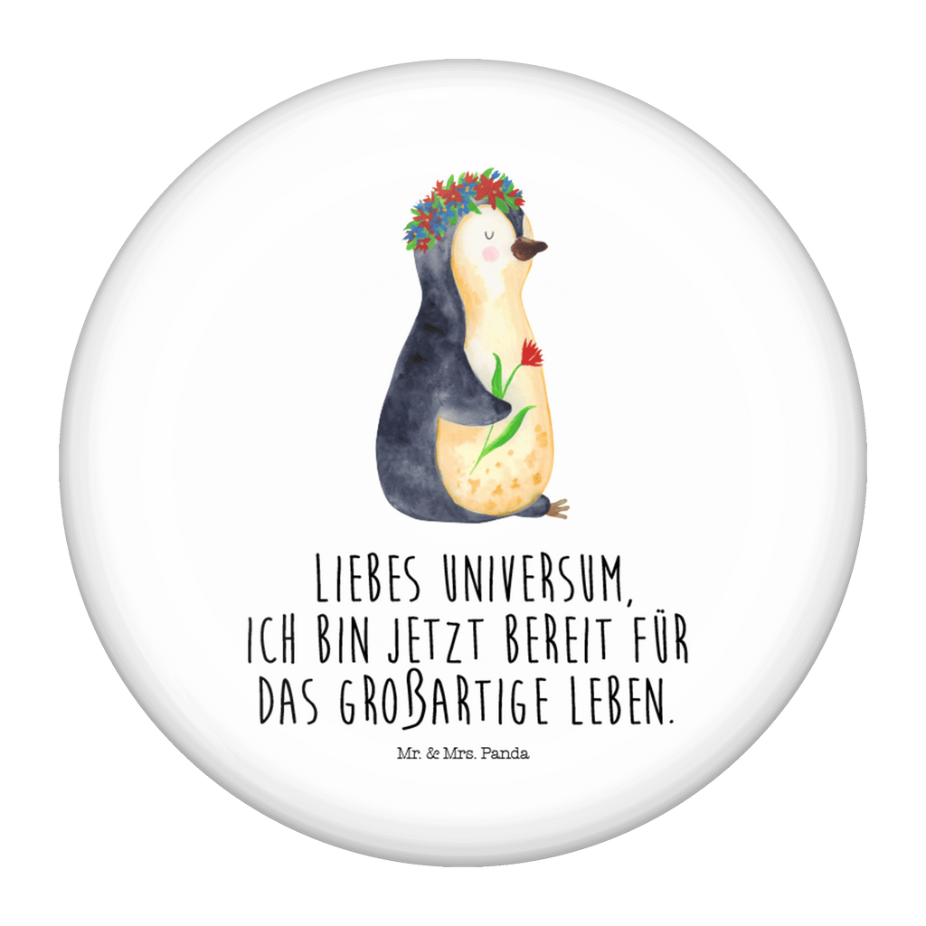 50mm Button Pinguin Blumenkranz 50mm Button, Button, Pin, Anstecknadel, Pinguin, Pinguine, Blumenkranz, Universum, Leben, Wünsche, Ziele, Lebensziele, Motivation, Lebenslust, Liebeskummer, Geschenkidee