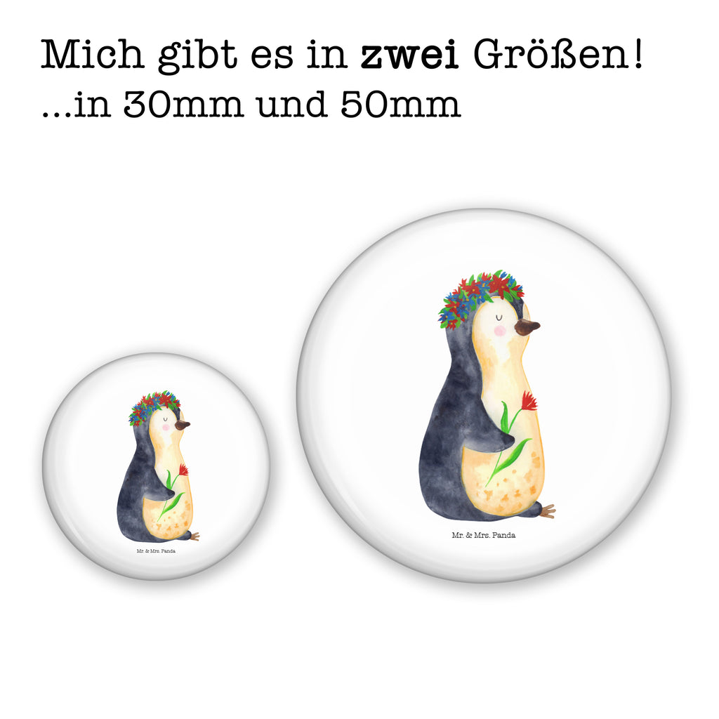 50mm Button Pinguin Blumenkranz 50mm Button, Button, Pin, Anstecknadel, Pinguin, Pinguine, Blumenkranz, Universum, Leben, Wünsche, Ziele, Lebensziele, Motivation, Lebenslust, Liebeskummer, Geschenkidee