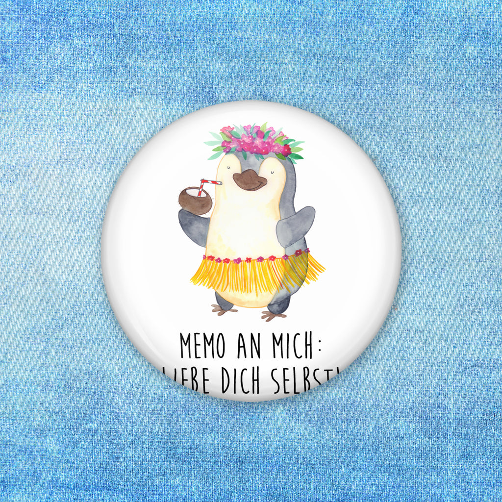 50mm Button Pinguin Kokosnuss 50mm Button, Button, Pin, Anstecknadel, Pinguin, Aloha, Hawaii, Urlaub, Kokosnuss, Pinguine