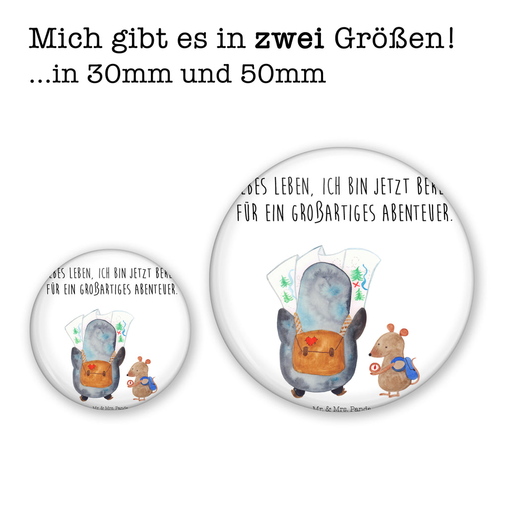 50mm Button Pinguin & Maus Wanderer 50mm Button, Button, Pin, Anstecknadel, Pinguin, Pinguine, Abenteurer, Abenteuer, Roadtrip, Ausflug, Wanderlust, wandern