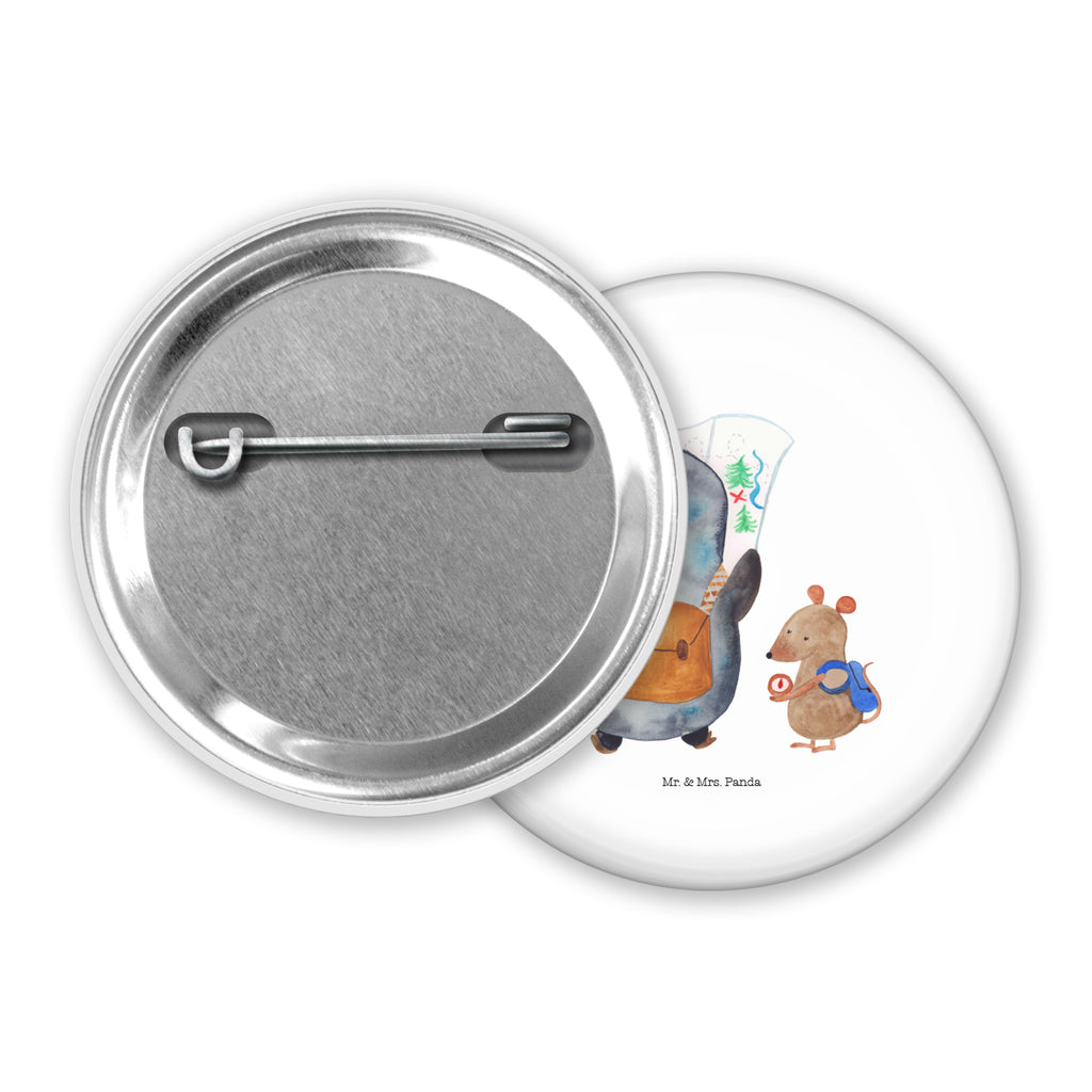 50mm Button Pinguin & Maus Wanderer 50mm Button, Button, Pin, Anstecknadel, Pinguin, Pinguine, Abenteurer, Abenteuer, Roadtrip, Ausflug, Wanderlust, wandern