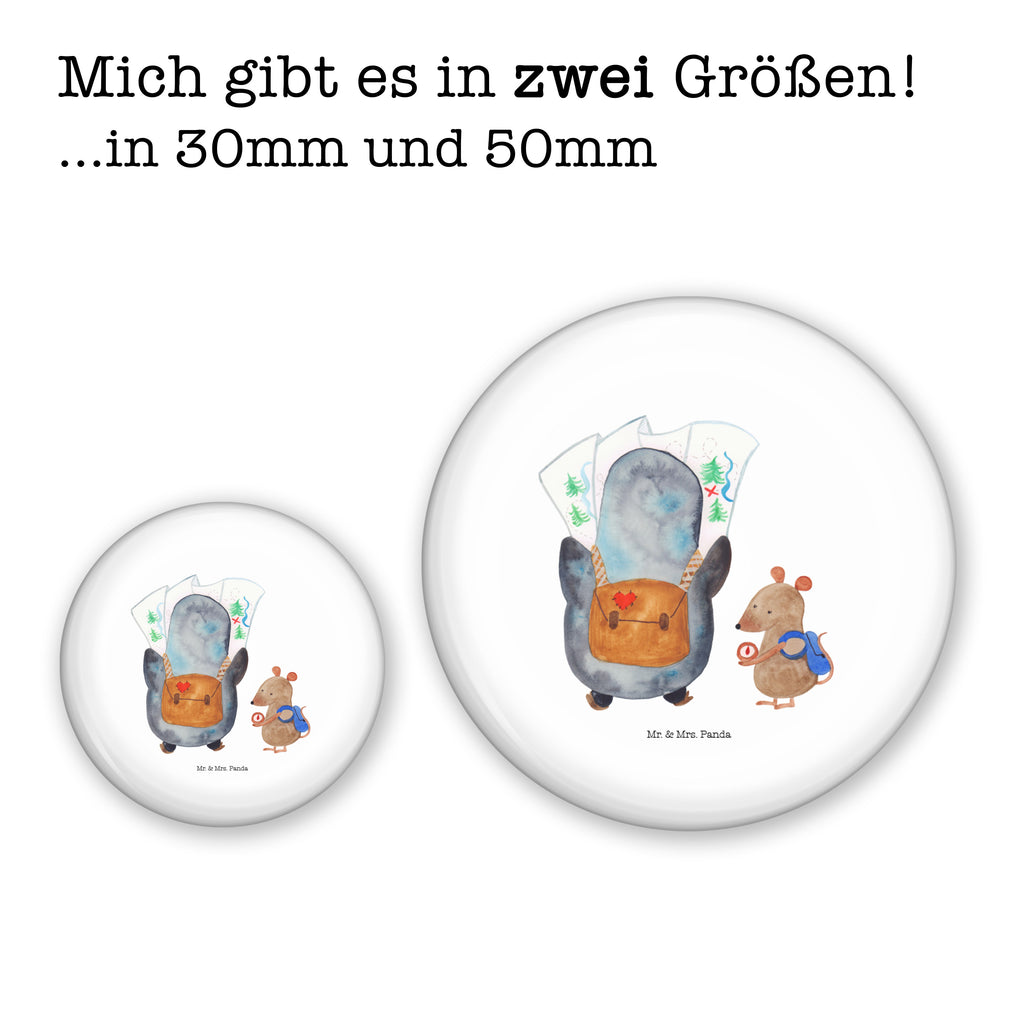 50mm Button Pinguin & Maus Wanderer 50mm Button, Button, Pin, Anstecknadel, Pinguin, Pinguine, Abenteurer, Abenteuer, Roadtrip, Ausflug, Wanderlust, wandern