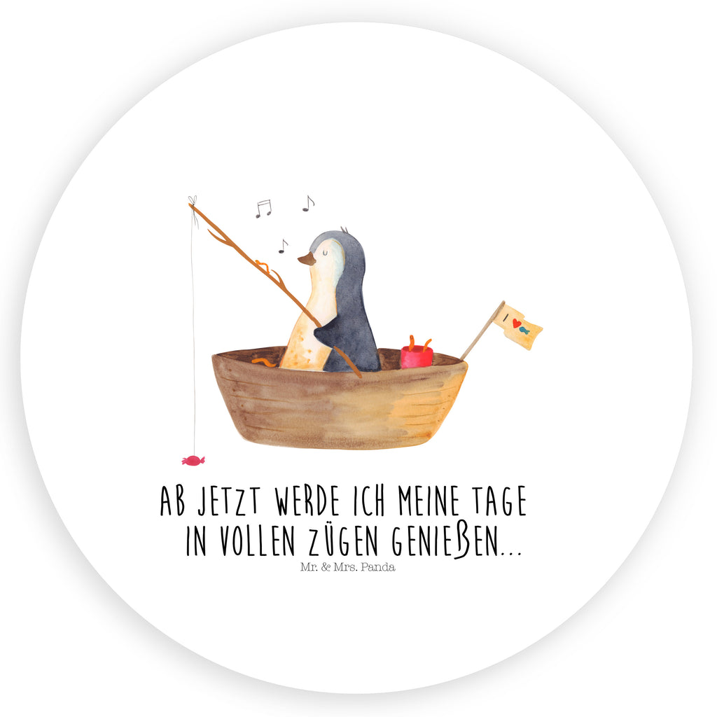40mm Rund Aufkleber Pinguin Angelboot Sticker, Aufkleber, Etikett, Pinguin, Pinguine, Angeln, Boot, Angelboot, Lebenslust, Leben, genießen, Motivation, Neustart, Neuanfang, Trennung, Scheidung, Geschenkidee Liebeskummer