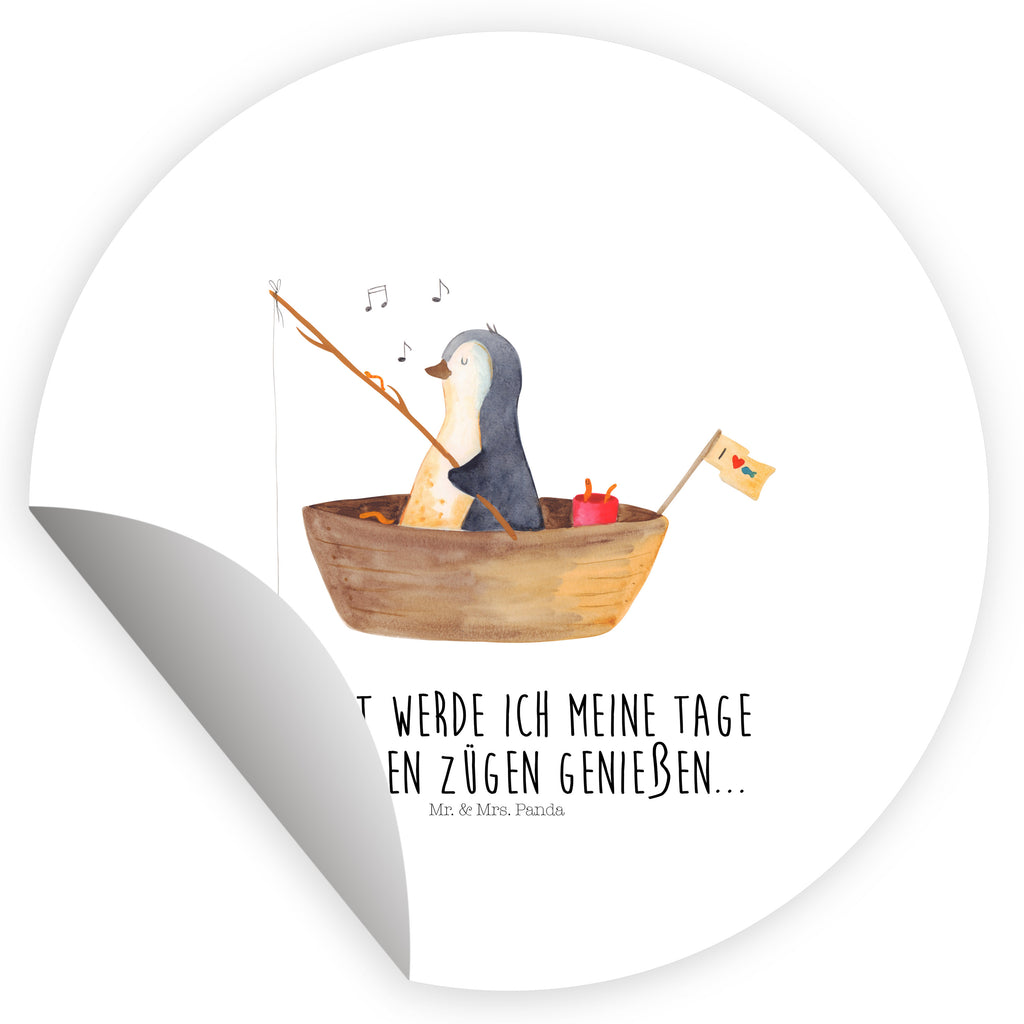 40mm Rund Aufkleber Pinguin Angelboot Sticker, Aufkleber, Etikett, Pinguin, Pinguine, Angeln, Boot, Angelboot, Lebenslust, Leben, genießen, Motivation, Neustart, Neuanfang, Trennung, Scheidung, Geschenkidee Liebeskummer
