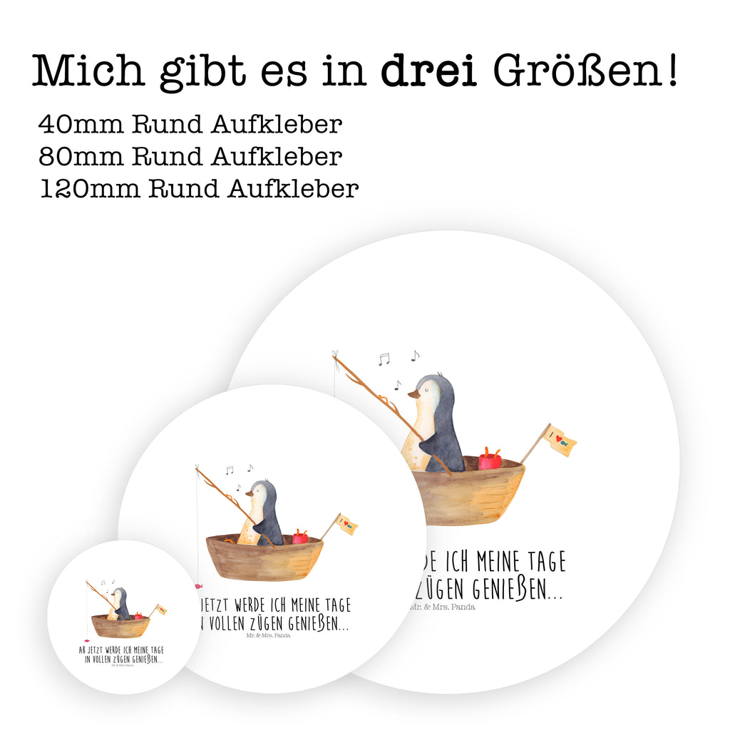 40mm Rund Aufkleber Pinguin Angelboot Sticker, Aufkleber, Etikett, Pinguin, Pinguine, Angeln, Boot, Angelboot, Lebenslust, Leben, genießen, Motivation, Neustart, Neuanfang, Trennung, Scheidung, Geschenkidee Liebeskummer