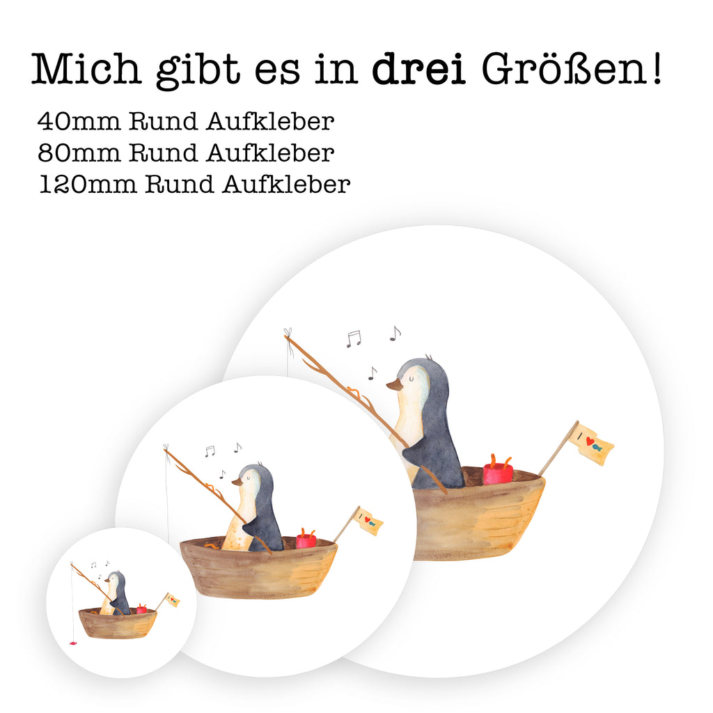 40mm Rund Aufkleber Pinguin Angelboot Sticker, Aufkleber, Etikett, Pinguin, Pinguine, Angeln, Boot, Angelboot, Lebenslust, Leben, genießen, Motivation, Neustart, Neuanfang, Trennung, Scheidung, Geschenkidee Liebeskummer