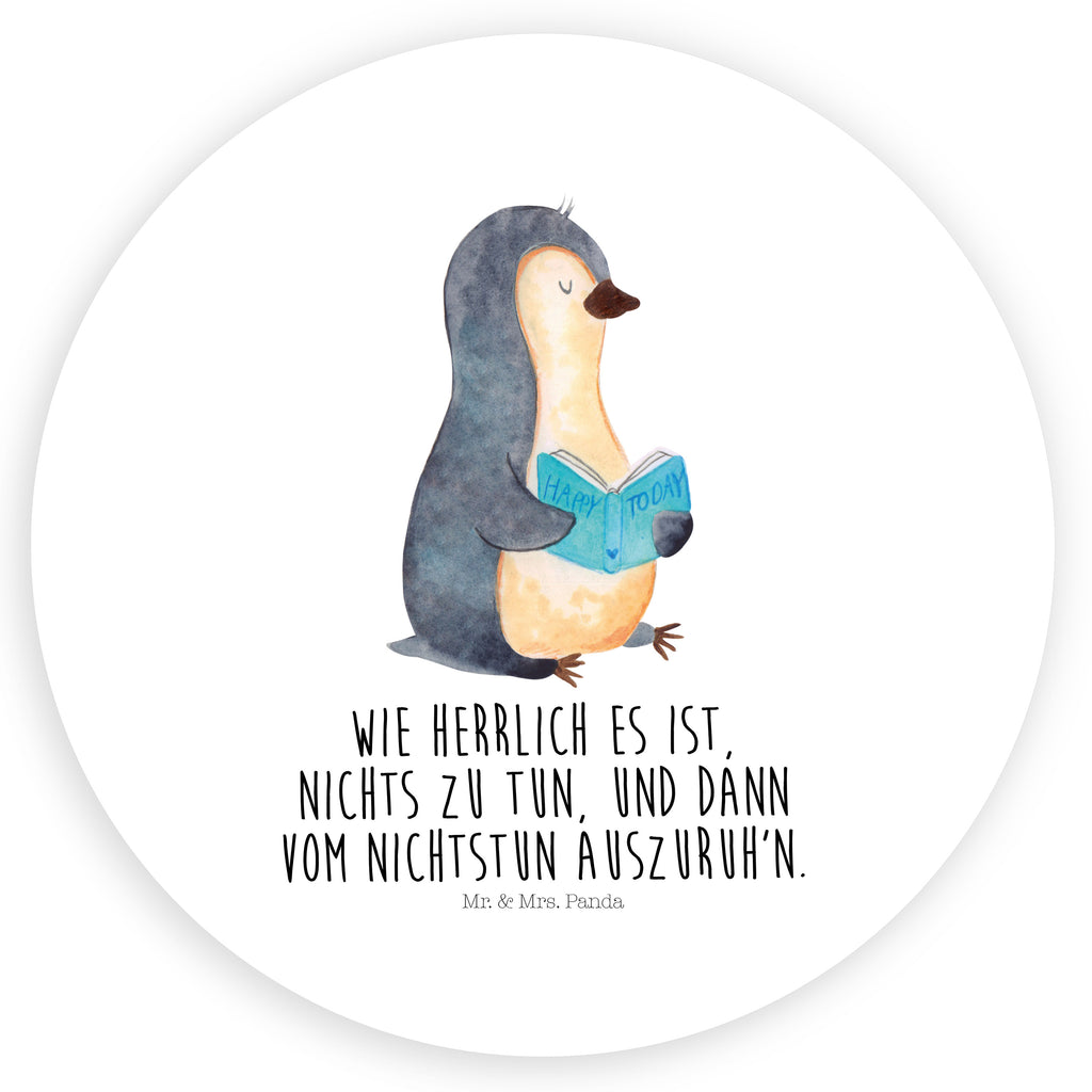 40mm Rund Aufkleber Pinguin Buch Sticker, Aufkleber, Etikett, Pinguin, Pinguine, Buch, Lesen, Bücherwurm, Nichtstun, Faulenzen, Ferien, Urlaub, Freizeit