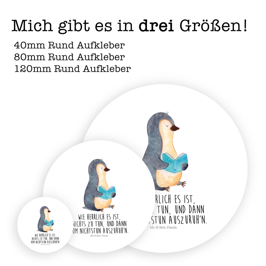 40mm Rund Aufkleber Pinguin Buch Sticker, Aufkleber, Etikett, Pinguin, Pinguine, Buch, Lesen, Bücherwurm, Nichtstun, Faulenzen, Ferien, Urlaub, Freizeit