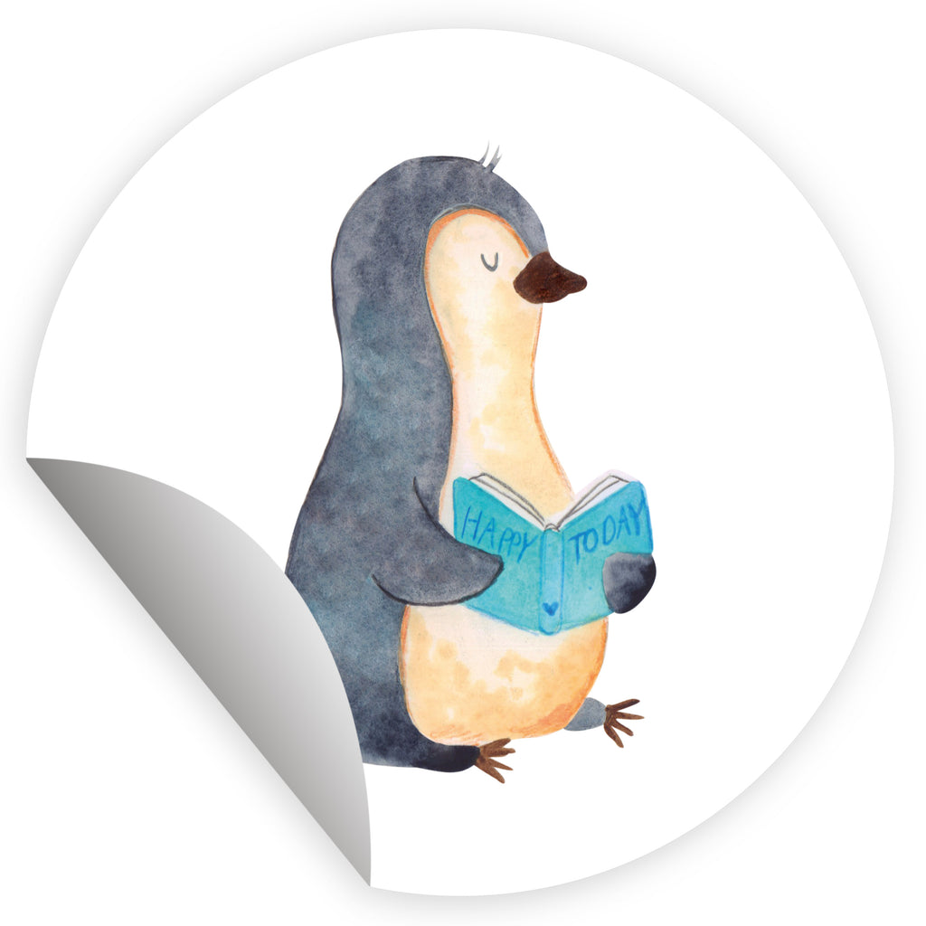40mm Rund Aufkleber Pinguin Buch Sticker, Aufkleber, Etikett, Pinguin, Pinguine, Buch, Lesen, Bücherwurm, Nichtstun, Faulenzen, Ferien, Urlaub, Freizeit