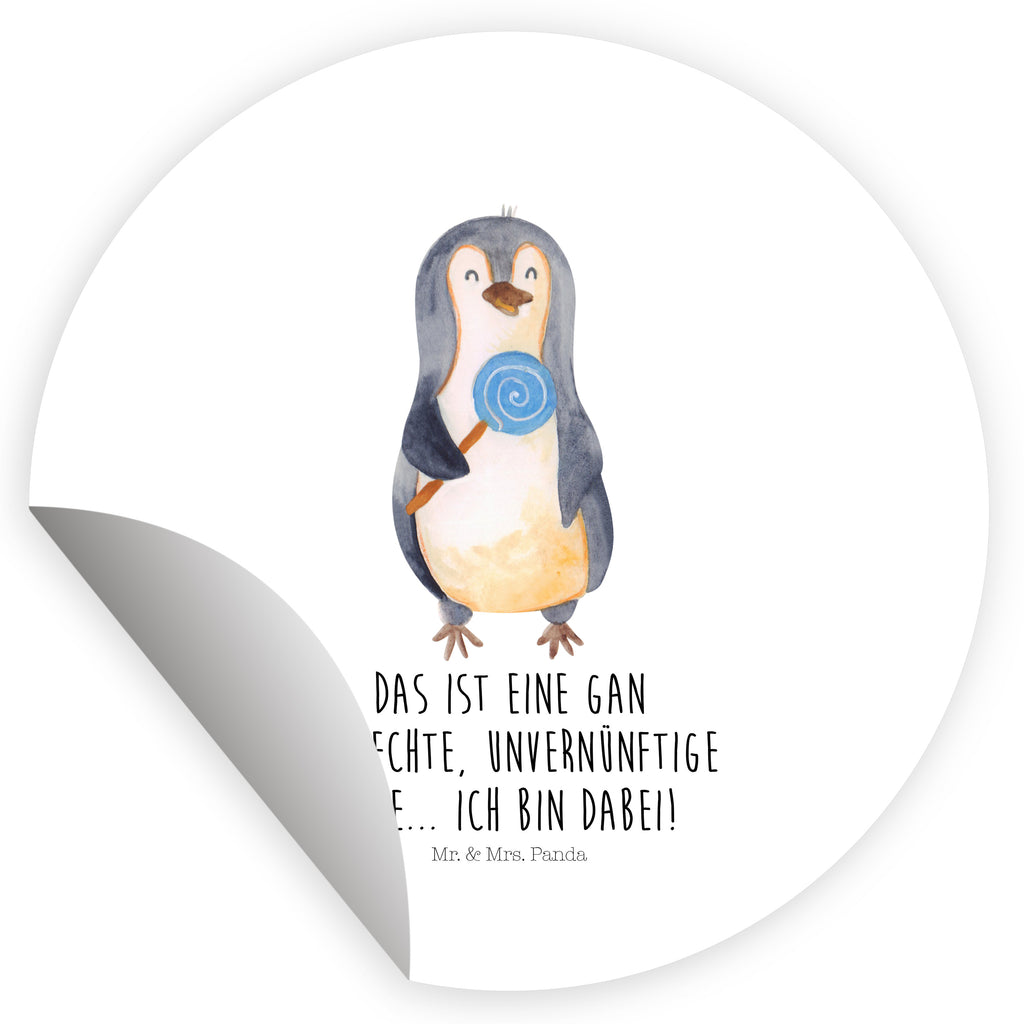 40mm Rund Aufkleber Pinguin Lolli Sticker, Aufkleber, Etikett, Pinguin, Pinguine, Lolli, Süßigkeiten, Blödsinn, Spruch, Rebell, Gauner, Ganove, Rabauke