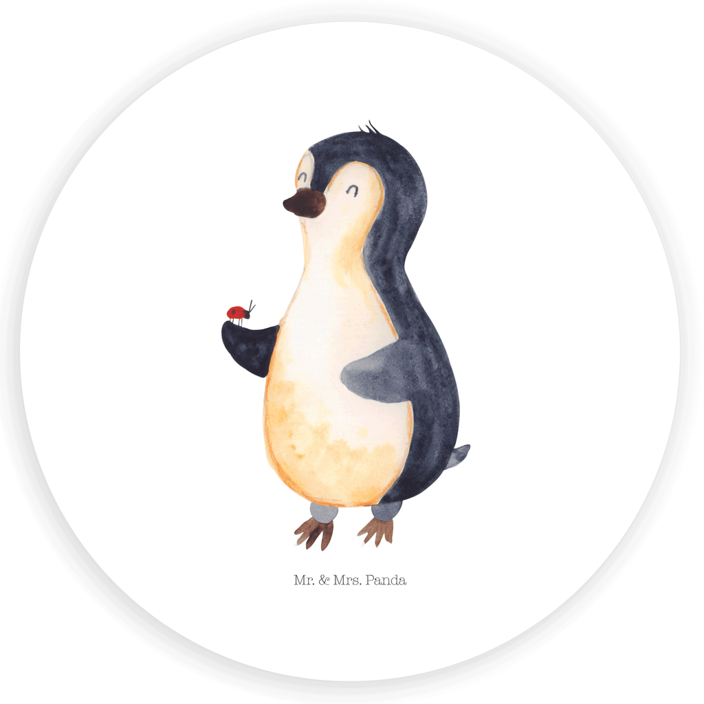 40mm Rund Aufkleber Pinguin Marienkäfer Sticker, Aufkleber, Etikett, Pinguin, Pinguine, Marienkäfer, Liebe, Wunder, Glück, Freude, Lebensfreude
