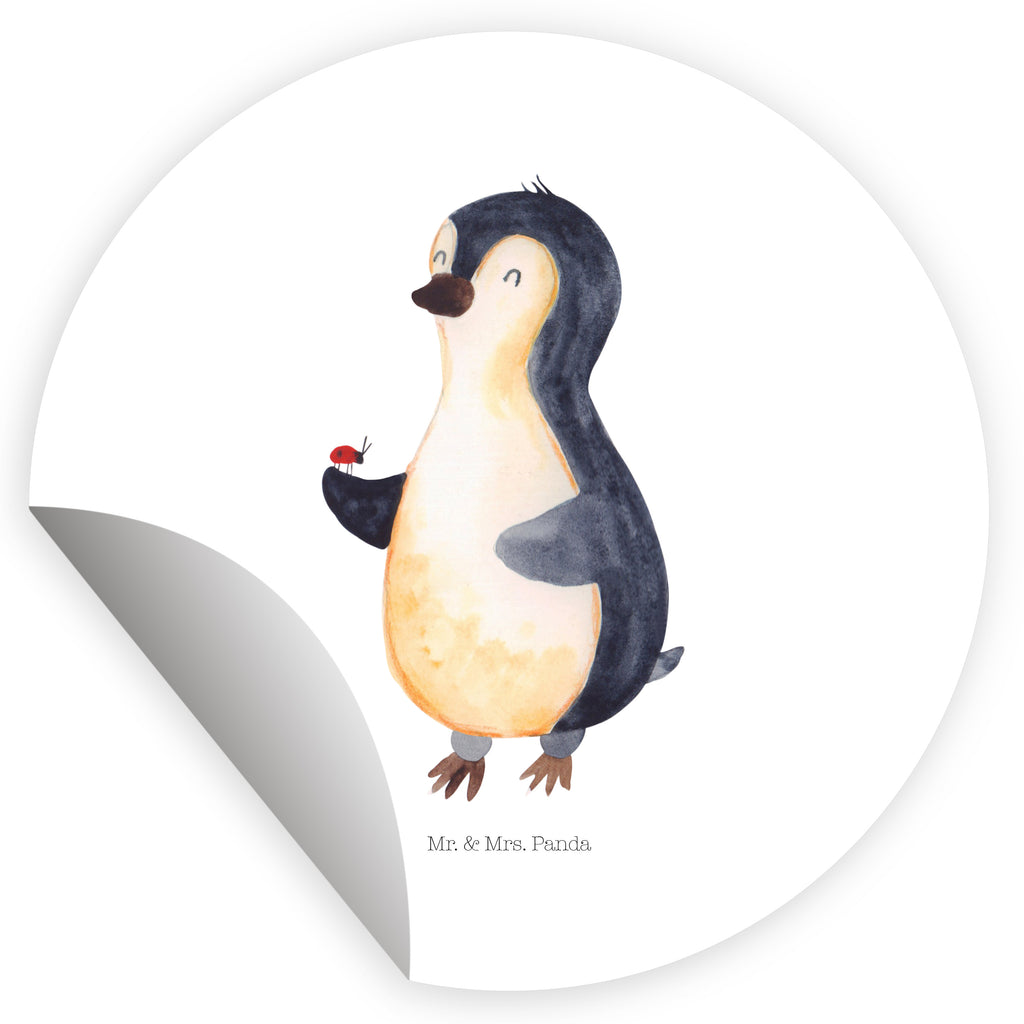 40mm Rund Aufkleber Pinguin Marienkäfer Sticker, Aufkleber, Etikett, Pinguin, Pinguine, Marienkäfer, Liebe, Wunder, Glück, Freude, Lebensfreude