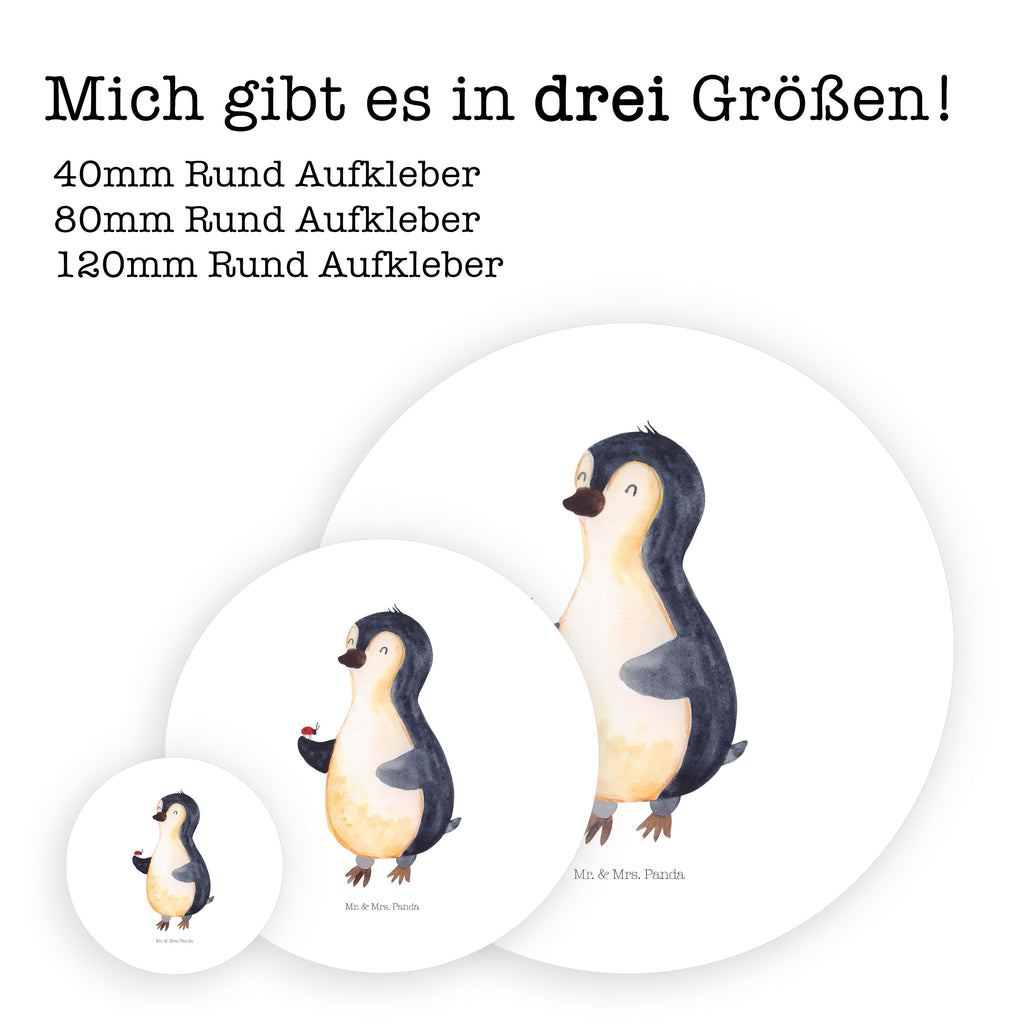 40mm Rund Aufkleber Pinguin Marienkäfer Sticker, Aufkleber, Etikett, Pinguin, Pinguine, Marienkäfer, Liebe, Wunder, Glück, Freude, Lebensfreude
