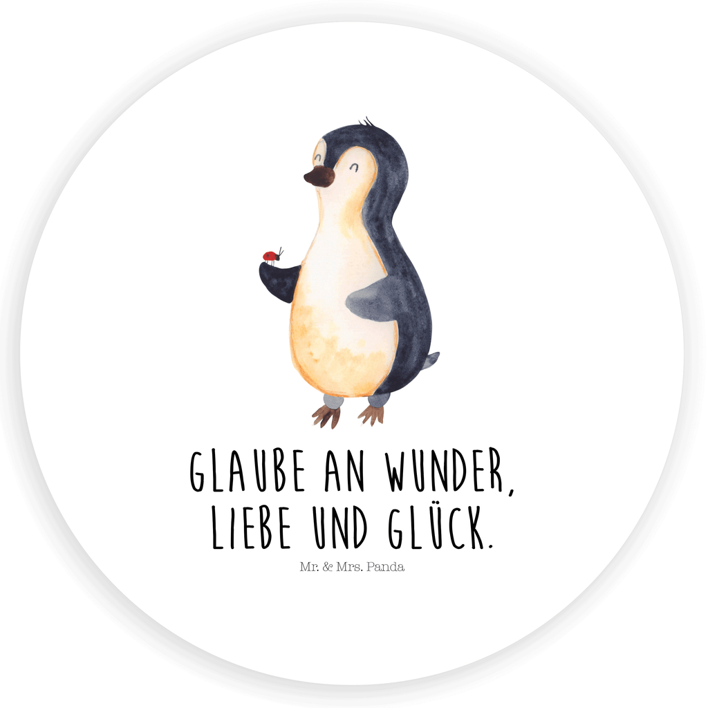 40mm Rund Aufkleber Pinguin Marienkäfer Sticker, Aufkleber, Etikett, Pinguin, Pinguine, Marienkäfer, Liebe, Wunder, Glück, Freude, Lebensfreude