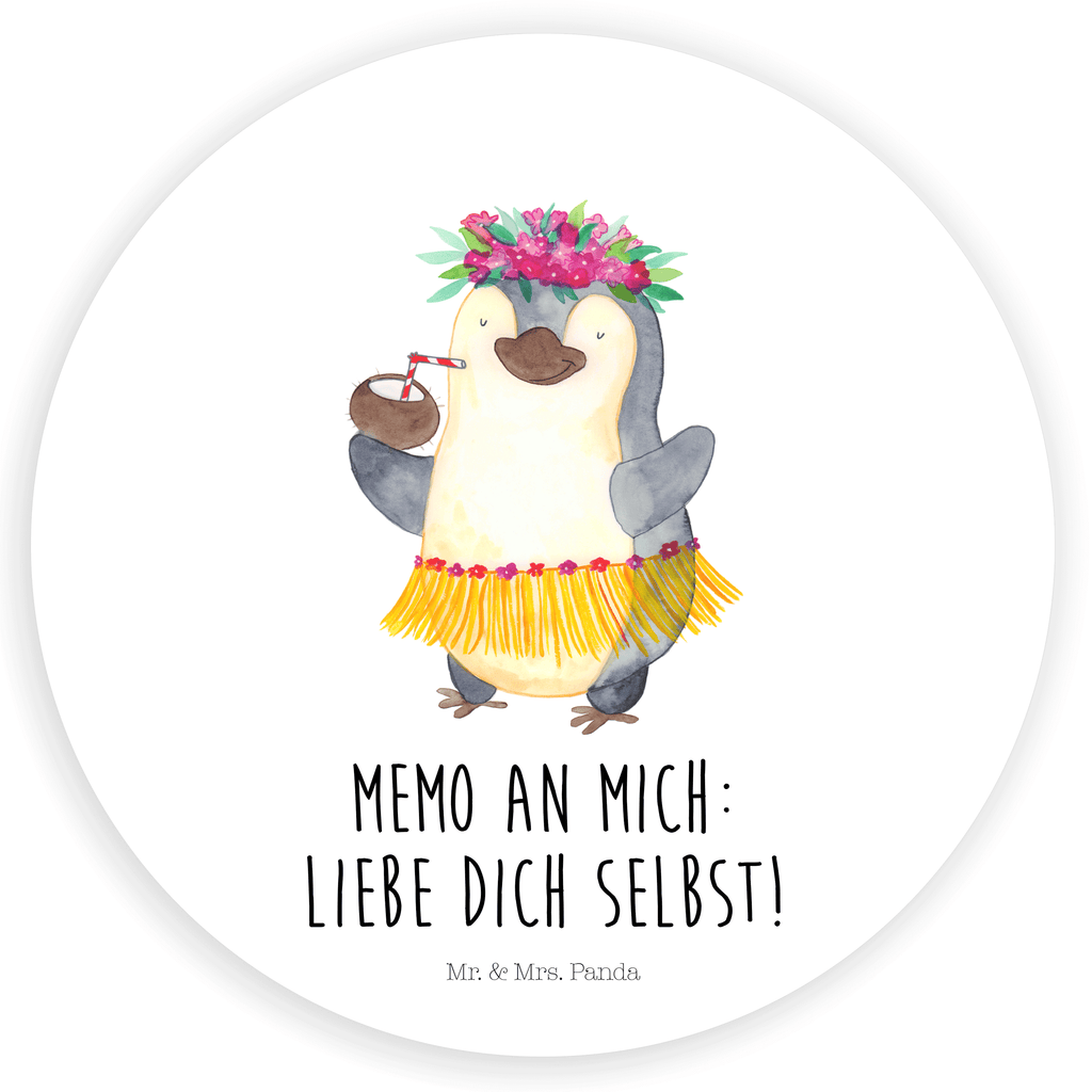 40mm Rund Aufkleber Pinguin Kokosnuss Sticker, Aufkleber, Etikett, Pinguin, Aloha, Hawaii, Urlaub, Kokosnuss, Pinguine