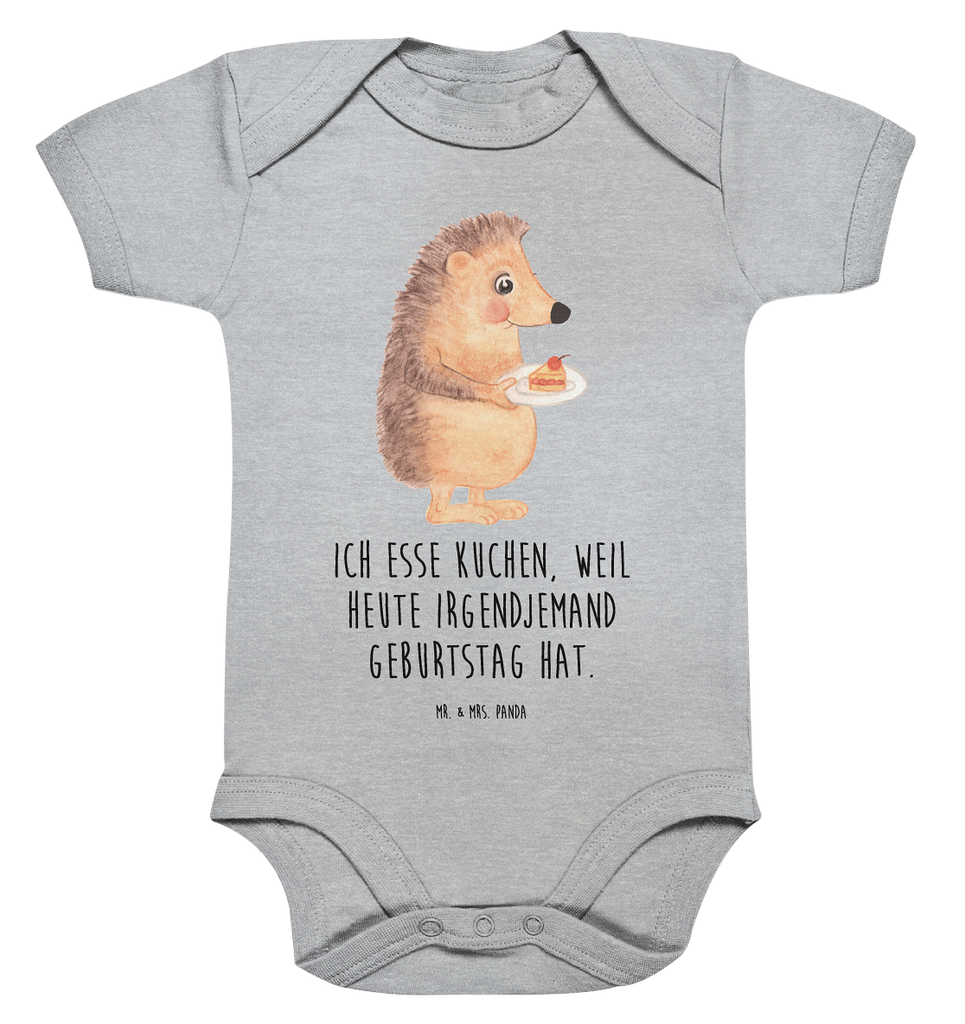 Organic Baby Body Igel mit Kuchenstück Babykleidung, Babystrampler, Strampler, Wickelbody, Baby Erstausstattung, Junge, Mädchen, Tiermotive, Gute Laune, lustige Sprüche, Tiere, Igel, Essen Spruch, Kuchen, Backen Geschenk, Kuchen backen, Einladung Party, Geburtstagskuchen, Torte