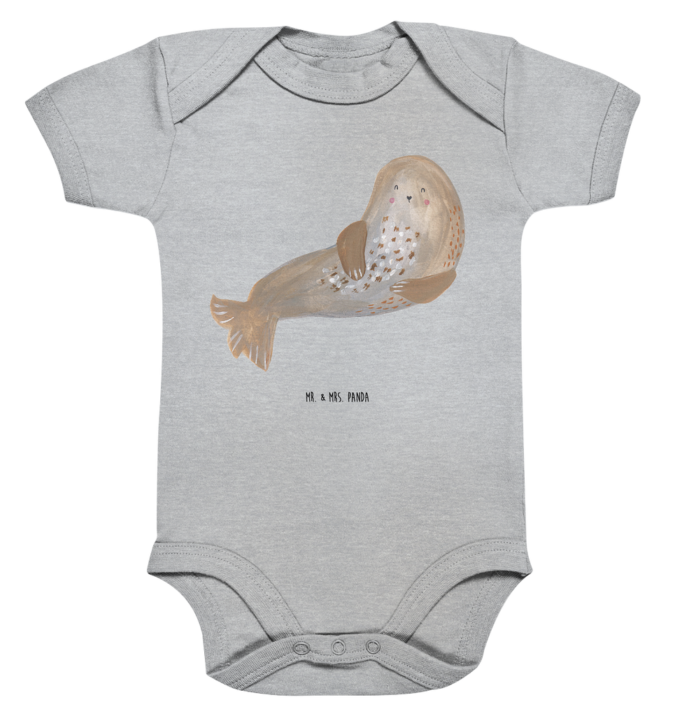 Organic Baby Body Robbe lachend Babykleidung, Babystrampler, Strampler, Wickelbody, Baby Erstausstattung, Junge, Mädchen, Tiermotive, Gute Laune, lustige Sprüche, Tiere, Robbe, Robben, Seehund, Strand, Meerestier, Ostsee, Nordsee
