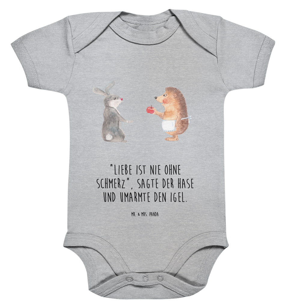 Organic Baby Body Liebe ist nie ohne Schmerz Babykleidung, Babystrampler, Strampler, Wickelbody, Baby Erstausstattung, Junge, Mädchen, Tiermotive, Gute Laune, lustige Sprüche, Tiere, Igel und Hase, Igel, Hase, Liebe Spruch, Liebeskummer Geschenk, Herzschmerz, Trösten, Trennungsschmerz, Spruch romantisch