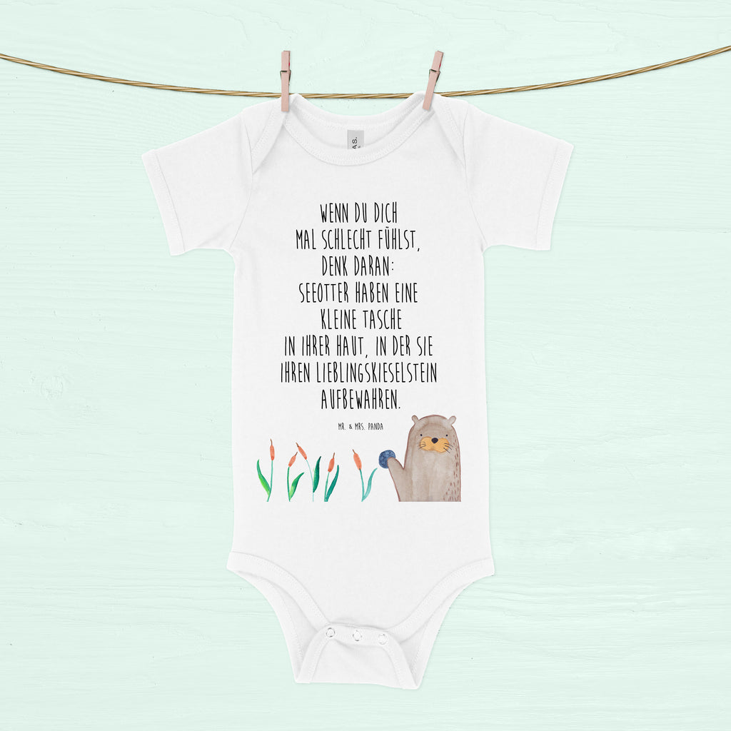 Organic Baby Body Otter mit Stein Babykleidung, Babystrampler, Strampler, Wickelbody, Baby Erstausstattung, Junge, Mädchen, Otter, Fischotter, Seeotter, Otter Seeotter See Otter