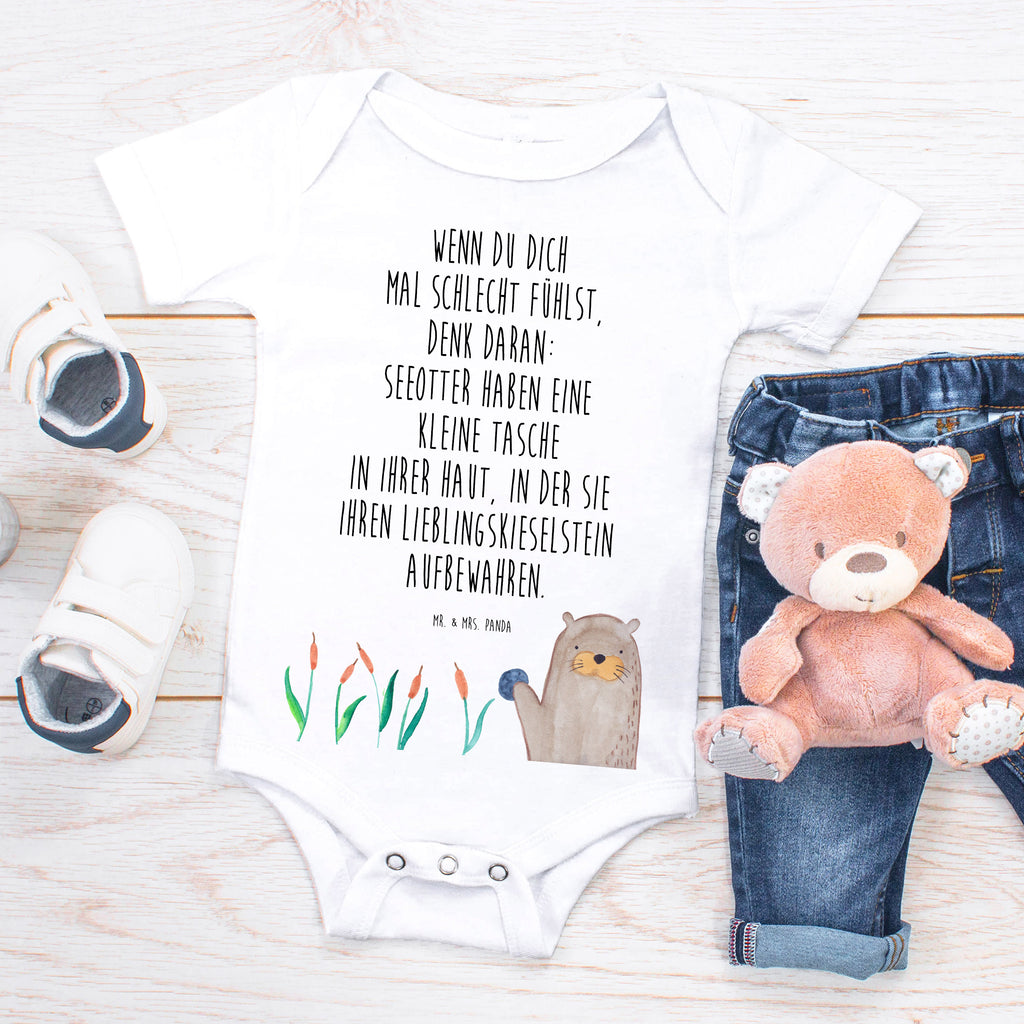 Organic Baby Body Otter mit Stein Babykleidung, Babystrampler, Strampler, Wickelbody, Baby Erstausstattung, Junge, Mädchen, Otter, Fischotter, Seeotter, Otter Seeotter See Otter