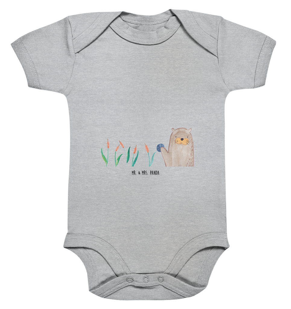 Organic Baby Body Otter mit Stein Babykleidung, Babystrampler, Strampler, Wickelbody, Baby Erstausstattung, Junge, Mädchen, Otter, Fischotter, Seeotter, Otter Seeotter See Otter