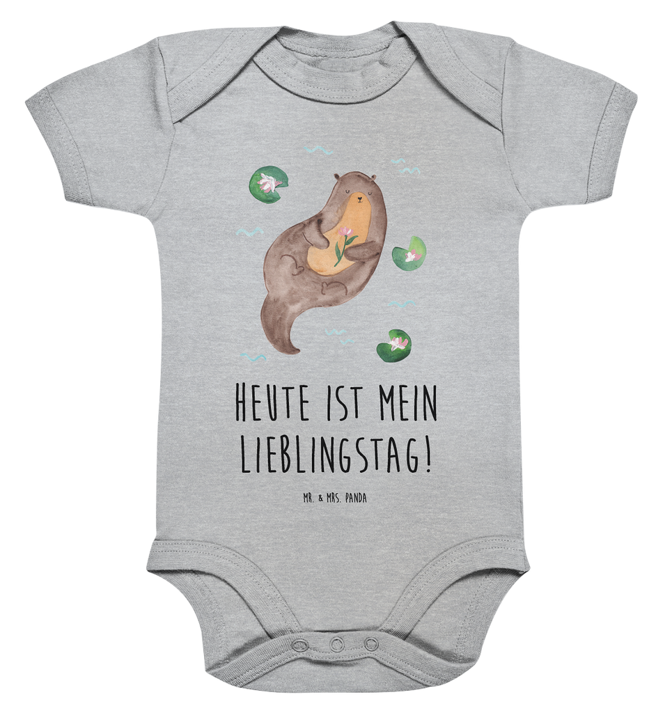 Organic Baby Body Otter mit Seerose Babykleidung, Babystrampler, Strampler, Wickelbody, Baby Erstausstattung, Junge, Mädchen, Otter, Fischotter, Seeotter, Otter Seeotter See Otter