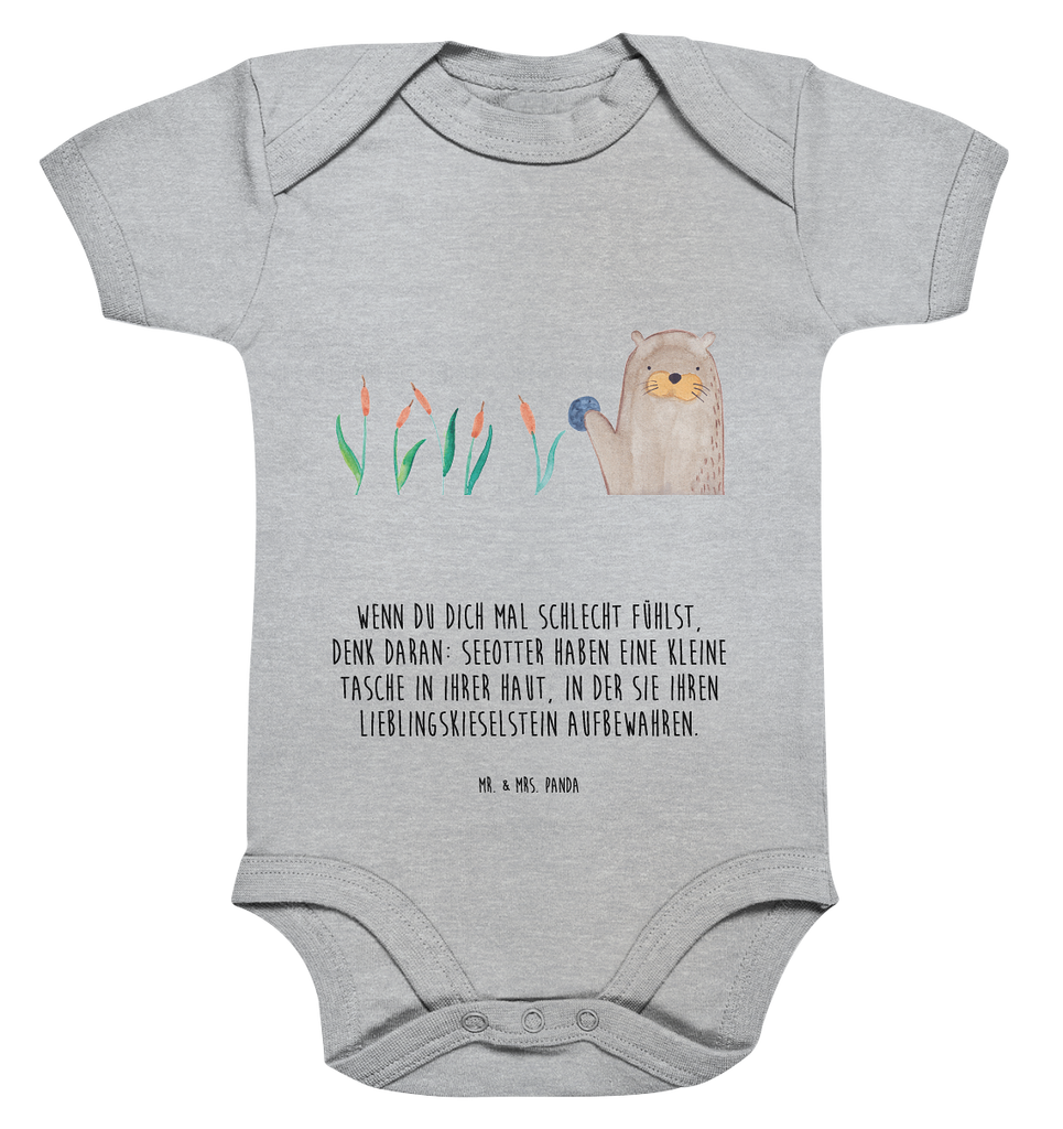 Organic Baby Body Otter mit Stein Babykleidung, Babystrampler, Strampler, Wickelbody, Baby Erstausstattung, Junge, Mädchen, Otter, Fischotter, Seeotter, Otter Seeotter See Otter