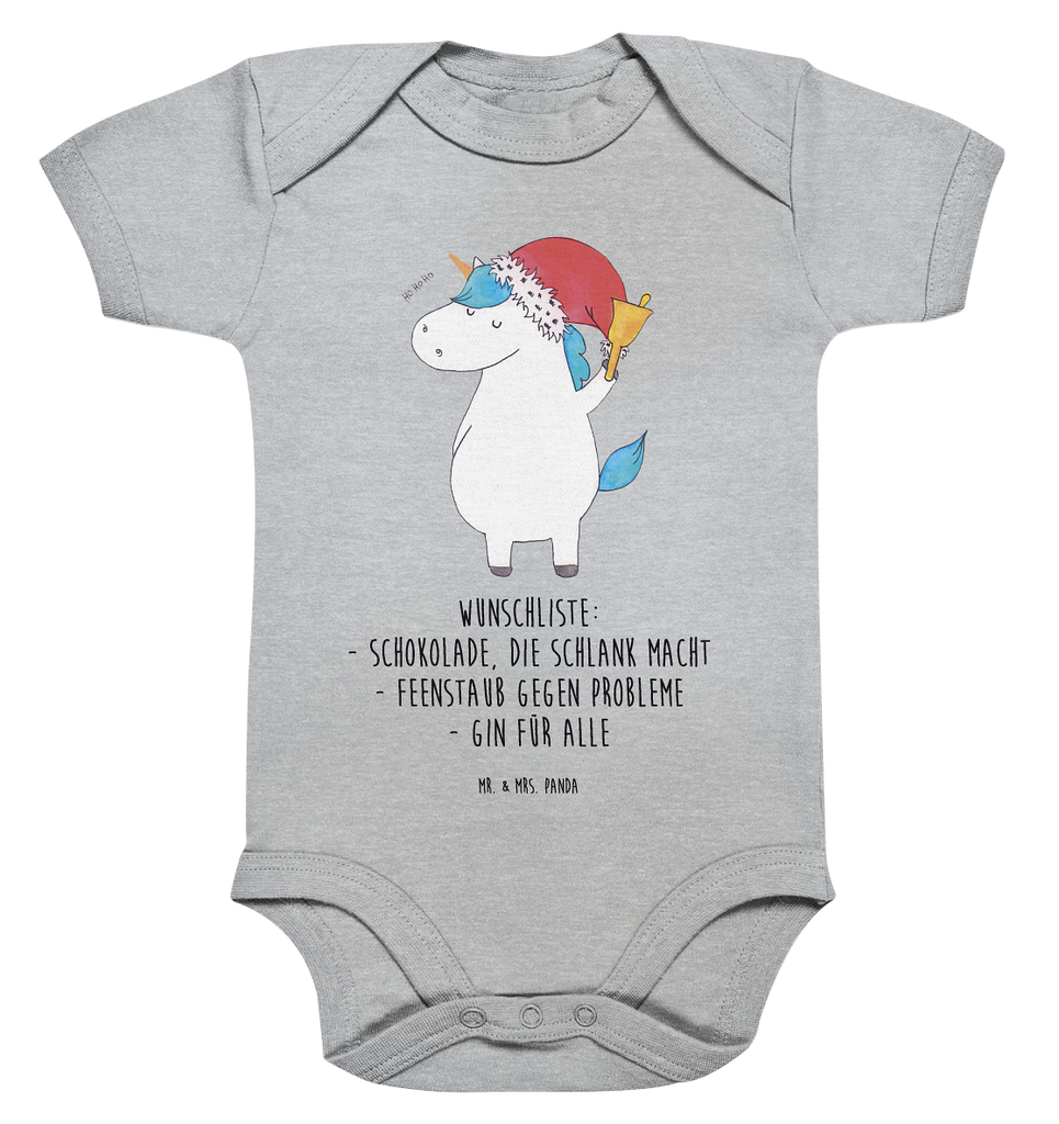 Organic Baby Body Einhorn Weihnachtsmann Babykleidung, Babystrampler, Strampler, Wickelbody, Baby Erstausstattung, Junge, Mädchen, Einhorn, Einhörner, Einhorn Deko, Pegasus, Unicorn, Gin, Schokolade, Schoki, Weihnachten, Weihnachtsmann, Nikolaus, Wunschzettel, Wunschliste, Feenstaub