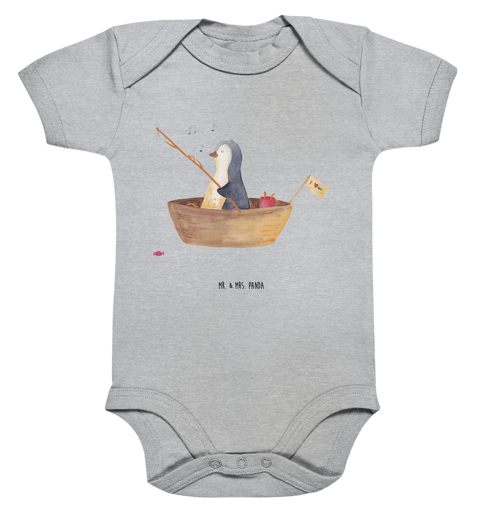 Organic Baby Body Pinguin Angelboot Babykleidung, Babystrampler, Strampler, Wickelbody, Baby Erstausstattung, Junge, Mädchen, Pinguin, Pinguine, Angeln, Boot, Angelboot, Lebenslust, Leben, genießen, Motivation, Neustart, Neuanfang, Trennung, Scheidung, Geschenkidee Liebeskummer