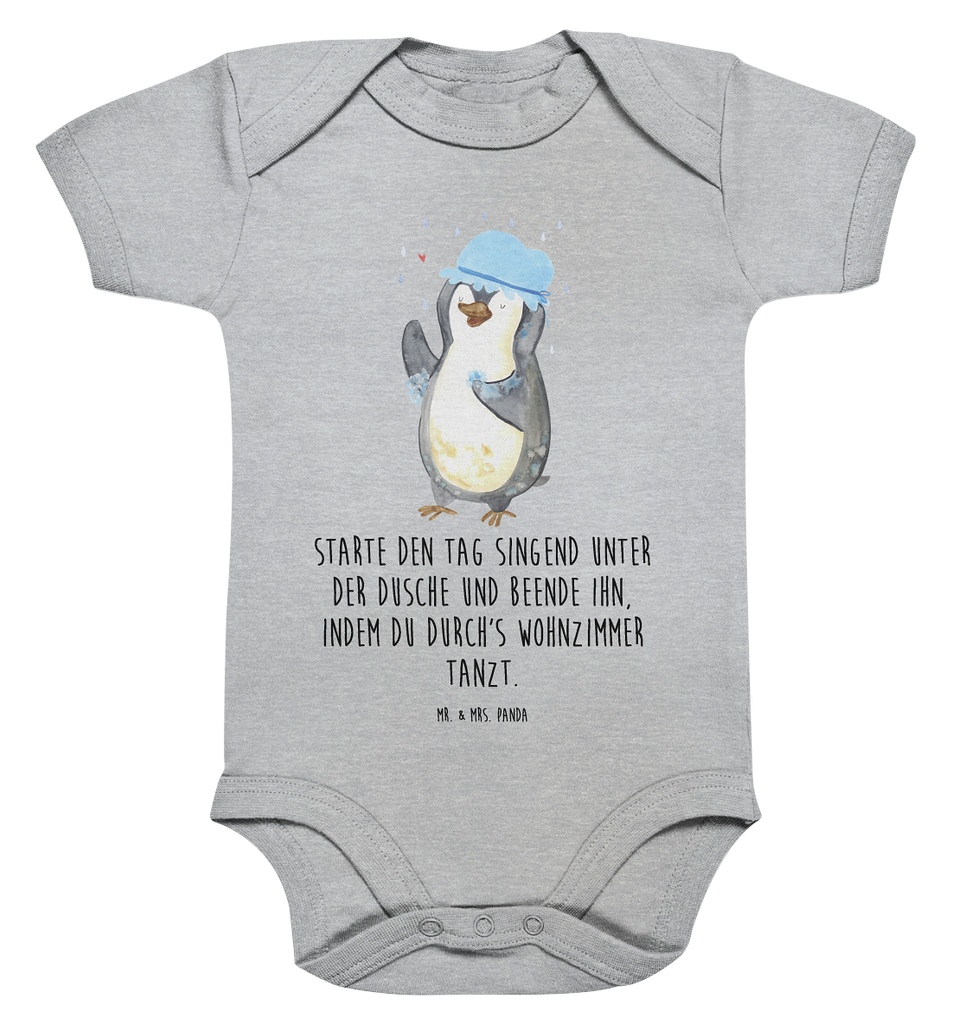 Organic Baby Body Pinguin duscht Babykleidung, Babystrampler, Strampler, Wickelbody, Baby Erstausstattung, Junge, Mädchen, Pinguin, Pinguine, Dusche, duschen, Lebensmotto, Motivation, Neustart, Neuanfang, glücklich sein