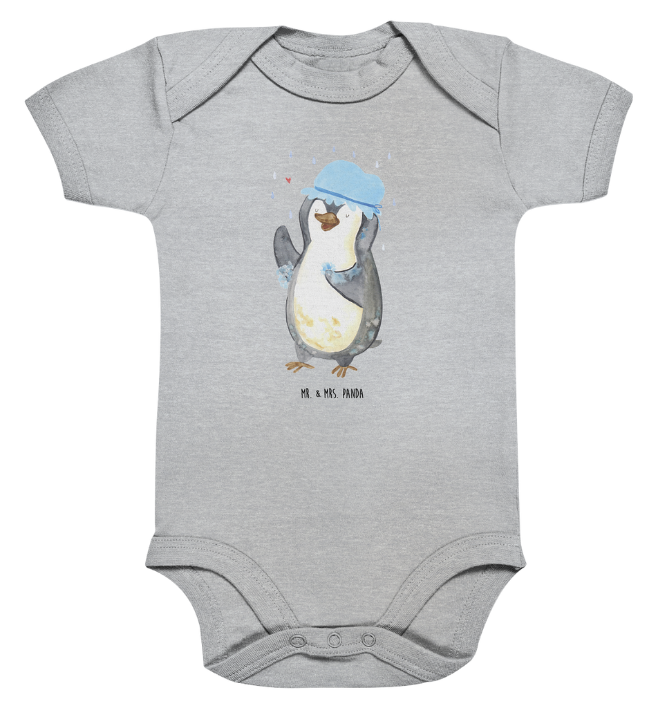 Organic Baby Body Pinguin duscht Babykleidung, Babystrampler, Strampler, Wickelbody, Baby Erstausstattung, Junge, Mädchen, Pinguin, Pinguine, Dusche, duschen, Lebensmotto, Motivation, Neustart, Neuanfang, glücklich sein
