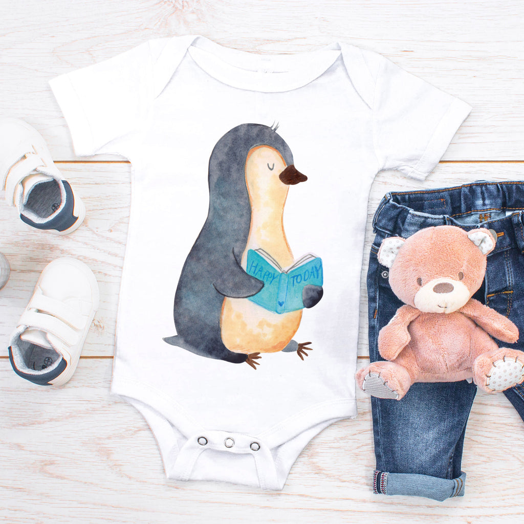 Organic Baby Body Pinguin Buch Babykleidung, Babystrampler, Strampler, Wickelbody, Baby Erstausstattung, Junge, Mädchen, Pinguin, Pinguine, Buch, Lesen, Bücherwurm, Nichtstun, Faulenzen, Ferien, Urlaub, Freizeit